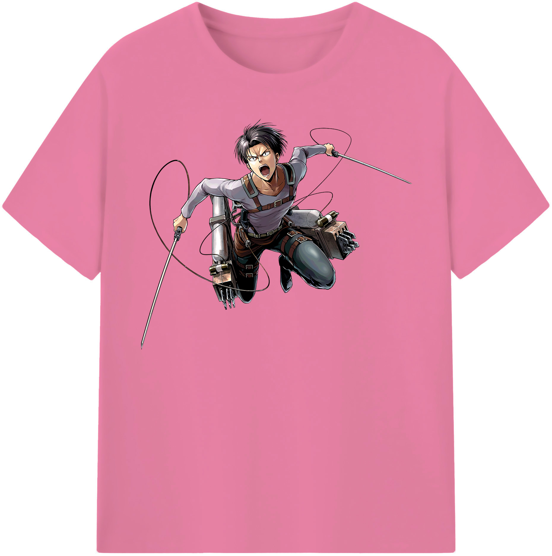 （画像用） 進撃の巨人 リヴァイ·アッカーマン Attack on Titan Levi Ackerman 綿100％半袖Tシャツ（フロントプリント）
